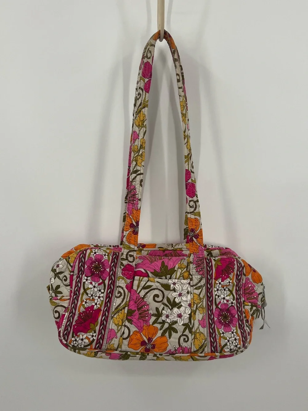 Vera Bradley Floral Quilted Shoulder Bag in Pink, Orange & Green
